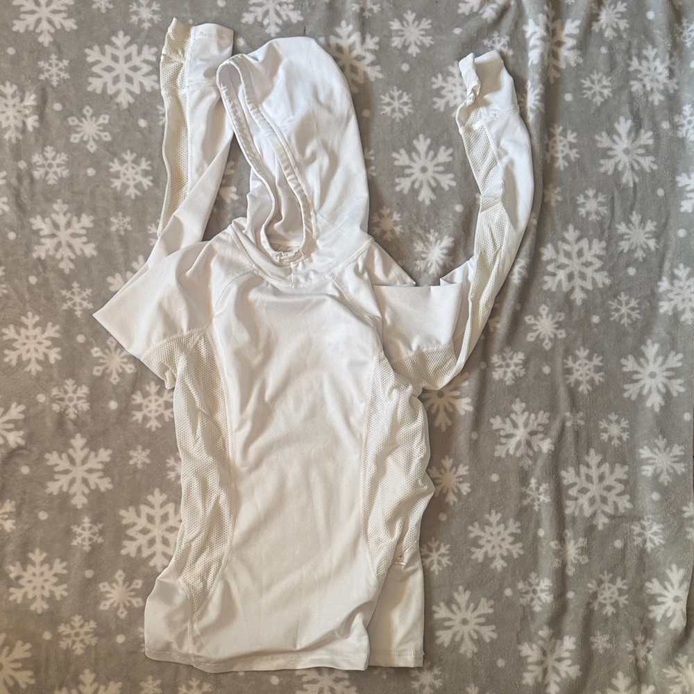 Fabletics White Long Sleeve Hoodie Top